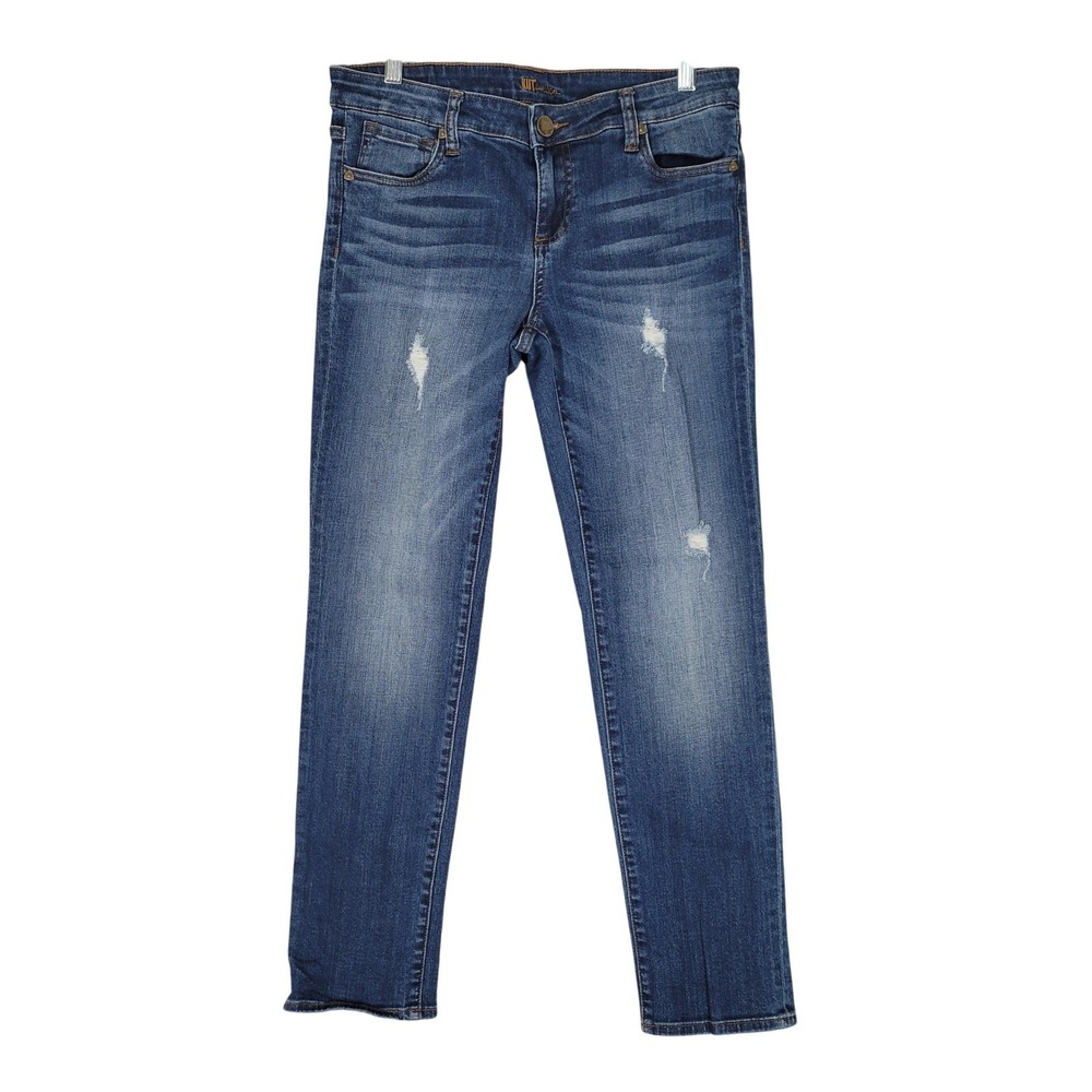 Kut from the Kloth Straight Leg Jeans Womens 4 Blue‎ Distressed Mid Rise Denim